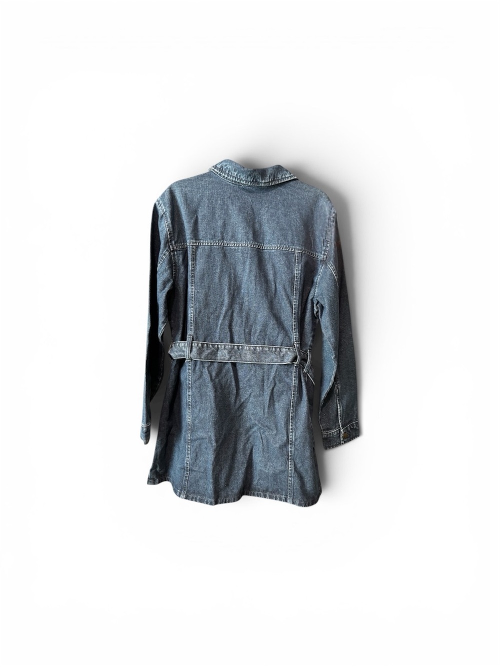 Time and Tru Dark Blue Denim Belted Shirt Jacket - Picture 2 of 4